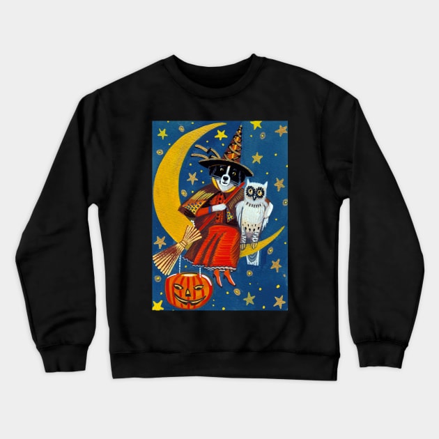 Starry Moon witch Crewneck Sweatshirt by ashleywolffart